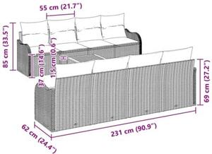 Zestaw Mebli Ogrodowych Komplet Wypoczynkowy 9-Częściowy Rattan Na Taras Balkon Ogród