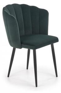 Krzesło jadalniane K386 - ciemnozielony, muszelka tapicerowana welwetem