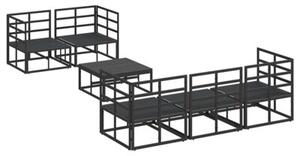 Nowoczesny modułowy zestaw sof ogrodowych z aluminiową ramą i poduszkami w kolorze czarnym - 5 miejsc