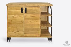 Drewniana komoda z półkami z drewna litego do salonu WALT