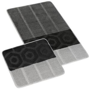 Bellatex Komplet dywaników łazienkowych bez wycięcia Bany Pasy czarny, 60 x 100 cm, 60 x 50 cm