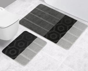 Bellatex Komplet dywaników łazienkowych bez wycięcia Bany Pasy czarny, 60 x 100 cm, 60 x 50 cm