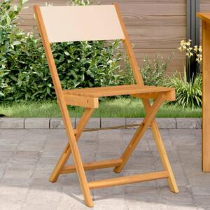Krzesła bistro, 2 szt., beżowe, lite drewno akacjowe i tkanina
