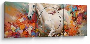 Obraz - Malowanie konia (z zegarem) (90x30 cm)