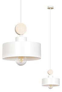 TUNISO 1 WHITE 583/1 wisząca lampa styl skandynawski drewno biała szeroki klosz