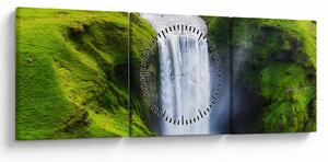 Obraz - Wodospad Skogafoss (z zegarem) (90x30 cm)