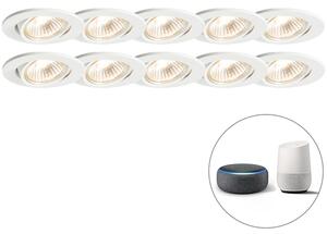 Zestaw 10 inteligentnych reflektorów wpuszczanych, białych, odchylanych, z Wi-Fi GU10 - Cisco Oswietlenie wewnetrzne