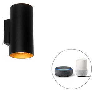 Inteligentna lampa ścienna czarna ze złotymi 2 punktami z Wi-Fi GU10 - Sab Oswietlenie wewnetrzne