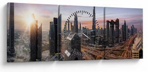 Obraz - Panorama Dubaju (z zegarem) (90x30 cm)