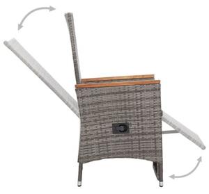 Rozkładane krzesła ogrodowe 2 szt., poduszki, rattan pe, szare