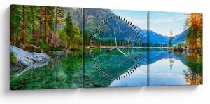 Obraz - Jezioro Hintersee (z zegarem) (90x30 cm)