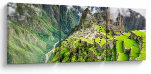 Obraz - Machu Picchu (z zegarem) (90x30 cm)