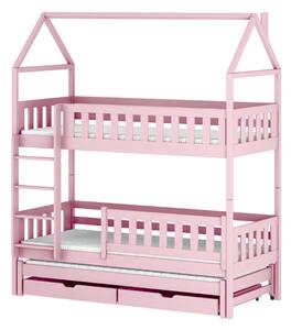 IGA 80x160 różowe łóżko piętrowe domek Lano Meble