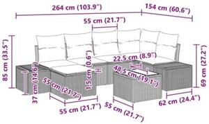 Zestaw Mebli Ogrodowych Komplet Wypoczynkowy Z Poduszkami 7-Częściowy Rattan Na Taras Balkon Ogród
