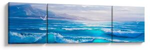 Obraz - Obraz olejny przedstawiający morze z mewami (170x50 cm)
