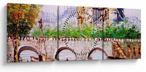 Obraz - Obraz olejny przedstawiający miasto (z zegarem) (90x30 cm)