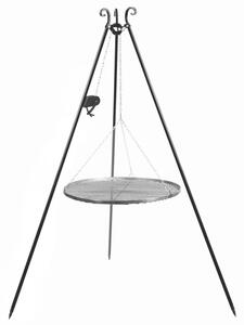 Grill na trójnogu z kołowrotkiem 180 cm, TRIVO, ruszt stal naturalna, 60 cm | TYLETEGOTU