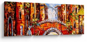 Obraz - Obraz olejny przedstawiający miasto III. (z zegarem) (90x30 cm)