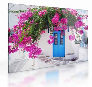 Obraz na szkle - Tradycyjny grecki dom (70x50 cm)