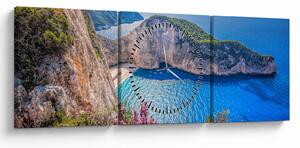 Obraz - Plaża Navagio, Grecja (z zegarem) (90x30 cm)