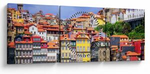 Obraz - Ribeira, Portugalia (z zegarem) (90x30 cm)