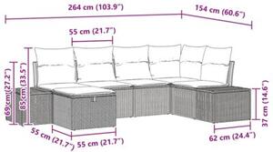 Zestaw Mebli Ogrodowych Komplet Wypoczynkowy Z Poduszkami 6-Częściowy Czarny Rattan Na Taras Balkon Ogród