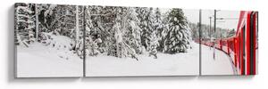 Obraz - Pociąg w zaśnieżonym krajobrazie (170x50 cm)