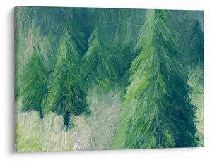 Obraz - Malowane drzewa iglaste (70x50 cm)