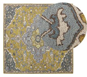 Dywan vintage do salonu prostokątny 200 x 200 cm żółto-niebieski Mucur Beliani