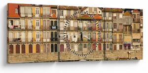 Obraz - Dzielnica Waterfront, Portugalia (z zegarem) (90x30 cm)