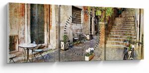 Obraz - Stare ulice Rzymu (z zegarem) (90x30 cm)
