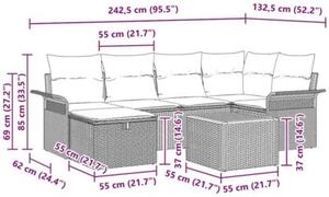 Zestaw Mebli Ogrodowych Komplet Wypoczynkowy Z Poduszkami 7-Częściowy Czarny Rattan Na Taras Balkon Ogród