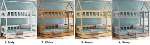 Szare łóżko piętrowe domek dla dzieci 2-osobowe - Gigi 4X 160x80 cm