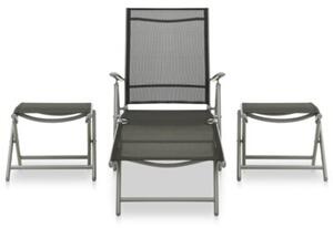 Zestaw Mebli Ogrodowych Komplet Wypoczynkowy Składany 3-Częściowy Srebrny Aluminium Na Taras Balkon Ogród