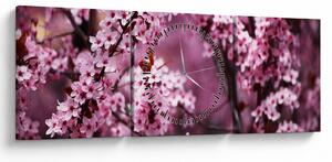 Obraz - Różowa sakura (z zegarem) (90x30 cm)