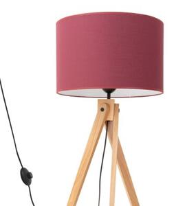 Lampa stojąca podłogowa z abażurem burgundowym trójnóg drewniany 1xE27 15W SKUMRA Pure Lume