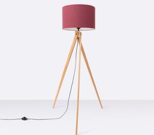 Lampa stojąca podłogowa z abażurem burgundowym trójnóg drewniany 1xE27 15W SKUMRA Pure Lume