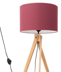 Lampa stojąca podłogowa z abażurem burgundowym trójnóg drewniany 1xE27 15W SKUMRA Pure Lume
