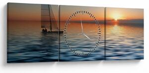 Obraz - Żaglówki na morzu (z zegarem) (90x30 cm)