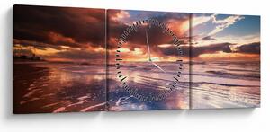 Obraz - Wieczorna plaża (z zegarem) (90x30 cm)