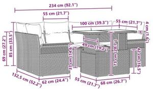 Zestaw Mebli Ogrodowych Komplet Wypoczynkowy Z Poduszkami 7-Częściowy Czarny Rattan Na Taras Balkon Ogród