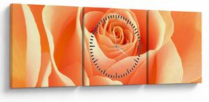 Obraz - Róże, kolor morelowy (z zegarem) (90x30 cm)