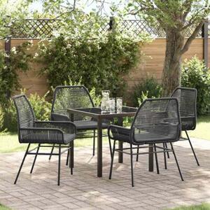 Zestaw Mebli Ogrodowych Komplet Jadalniany Z Poduszkami 5-Częściowy Czarny Rattan Na Taras Balkon Ogród