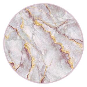 Jasnoróżowy/w kolorze złota okrągły dywan odpowiedni do prania ø 120 cm Marble – Mila Home