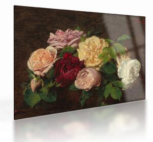 Obraz na szkle - Henri Fantin-Latour, Roses de Nice on a Table, reprodukcje (70x50 cm)