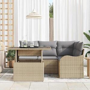 Zestaw Mebli Ogrodowych Komplet Wypoczynkowy 5-Częściowy Beżowy Rattan Na Taras Balkon Ogród