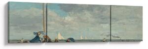 Obraz - Eugène Boudin, Beach at Trouville, reprodukcje (170x50 cm)