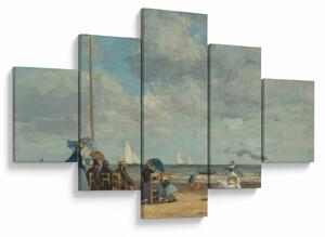 Obraz - Eugène Boudin, Beach at Trouville, reprodukcje (125x70 cm)