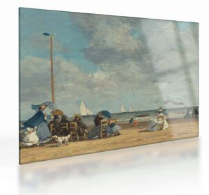 Obraz na szkle - Eugène Boudin, Beach at Trouville, reprodukcje (70x50 cm)