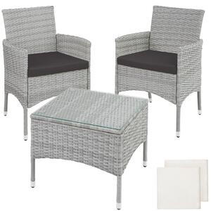 TecTake GmbH 403702 zestaw mebli rattanowych luzern z poszewkami w dwóch kolorach - jasnoszary